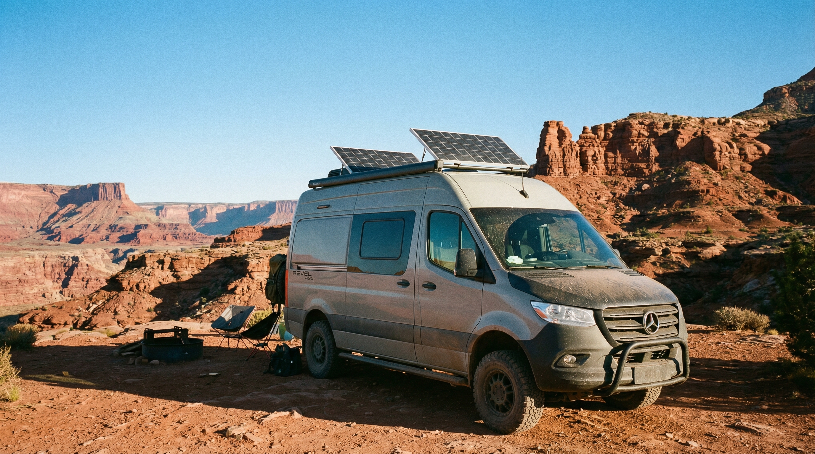 Revel parked at remote BLM campsite — off grid