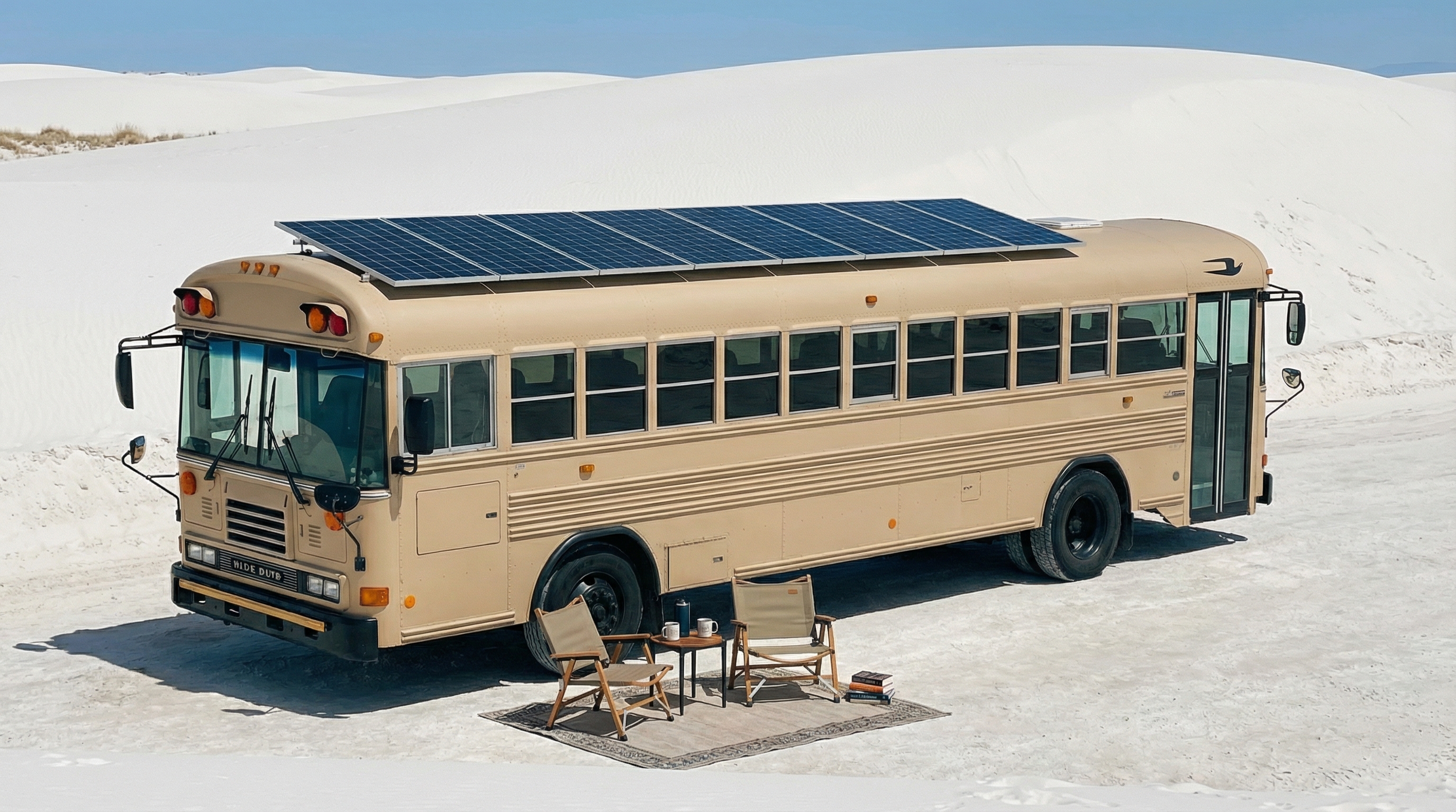 Completed Rodriguez family skoolie exterior